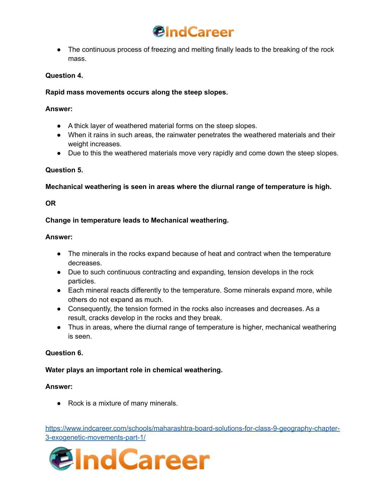 Maharashtra Board Solutions for Class 9- Geography: Chapter 3- Exogenetic Movements Part 1 - Page 19