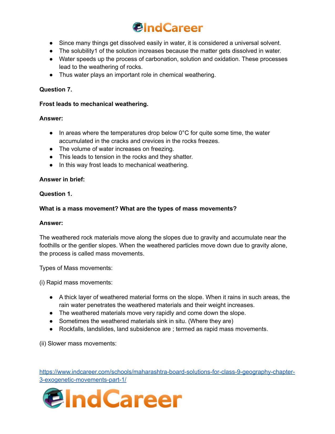 Maharashtra Board Solutions for Class 9- Geography: Chapter 3- Exogenetic Movements Part 1 - Page 20