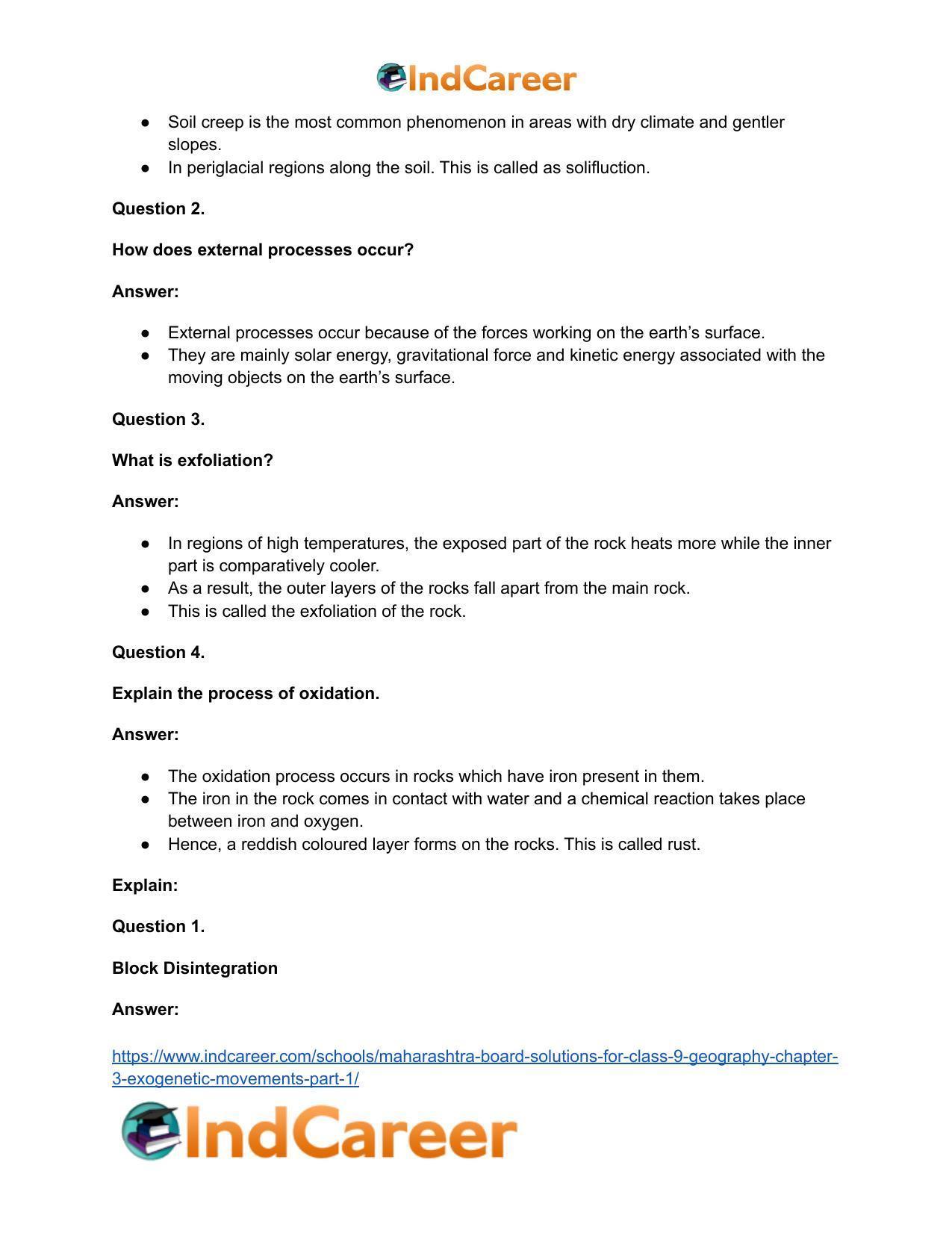 Maharashtra Board Solutions for Class 9- Geography: Chapter 3- Exogenetic Movements Part 1 - Page 21