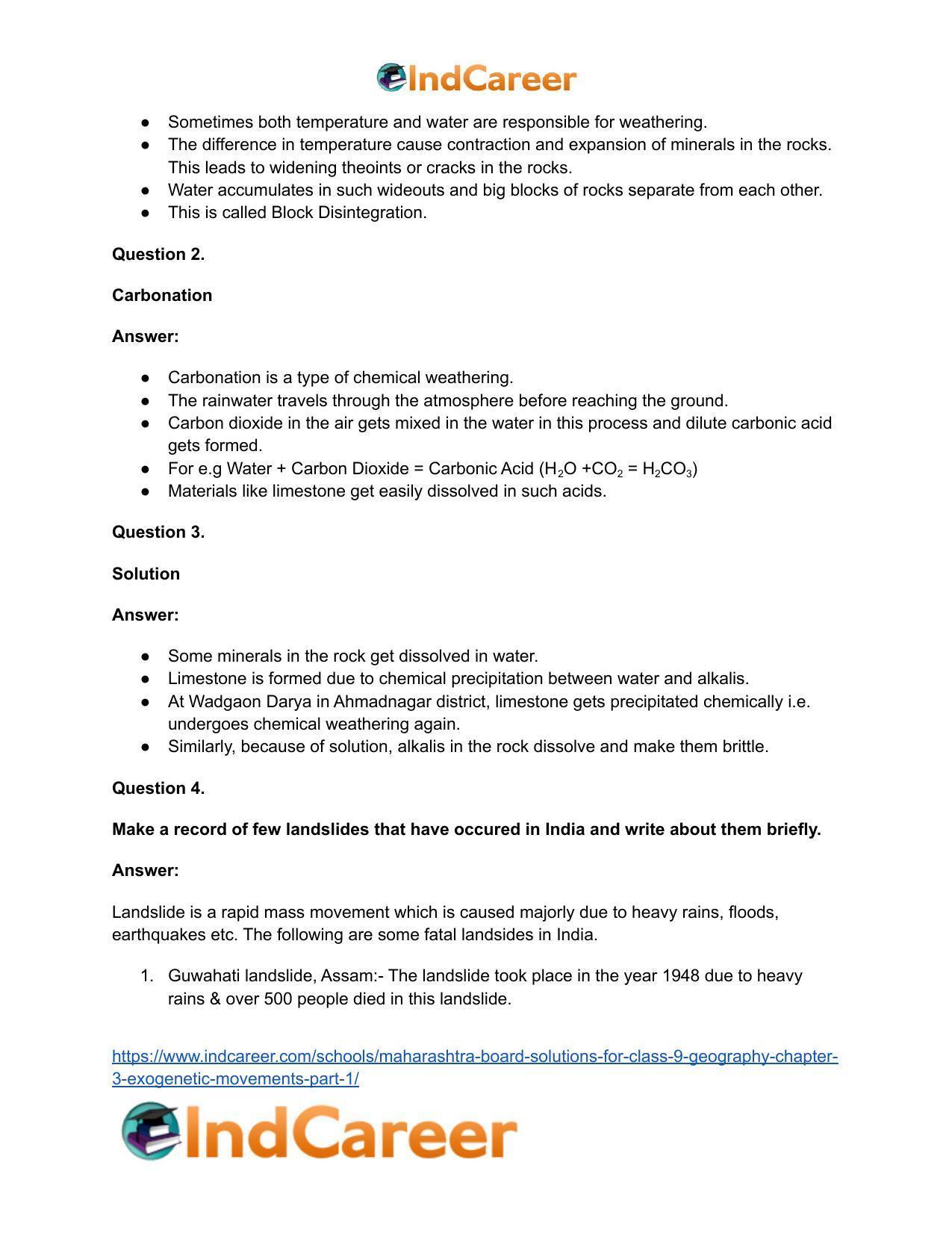 Maharashtra Board Solutions for Class 9- Geography: Chapter 3- Exogenetic Movements Part 1 - Page 22