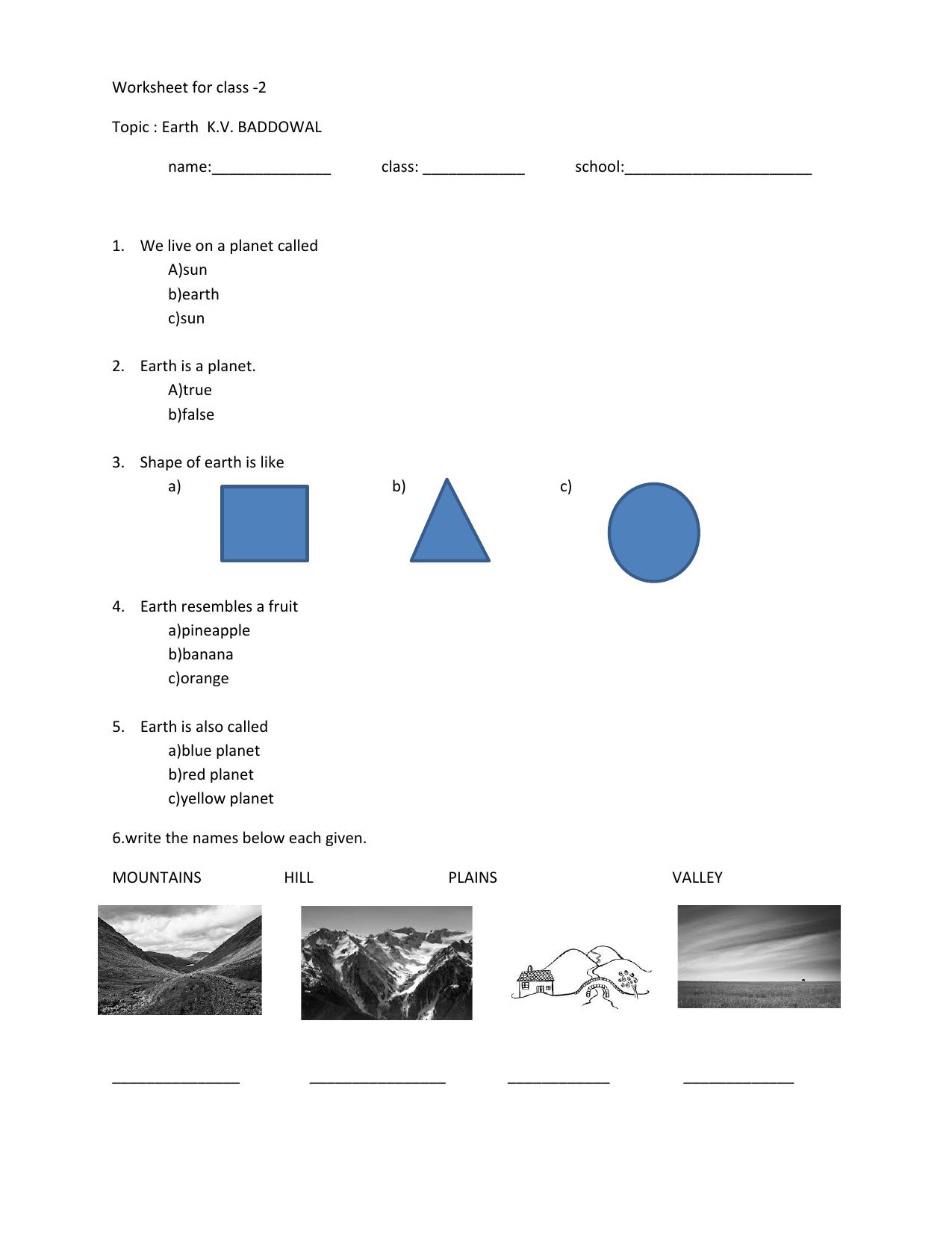Revision Worksheets for Class 2 EVS Assignment 21 - Page 1