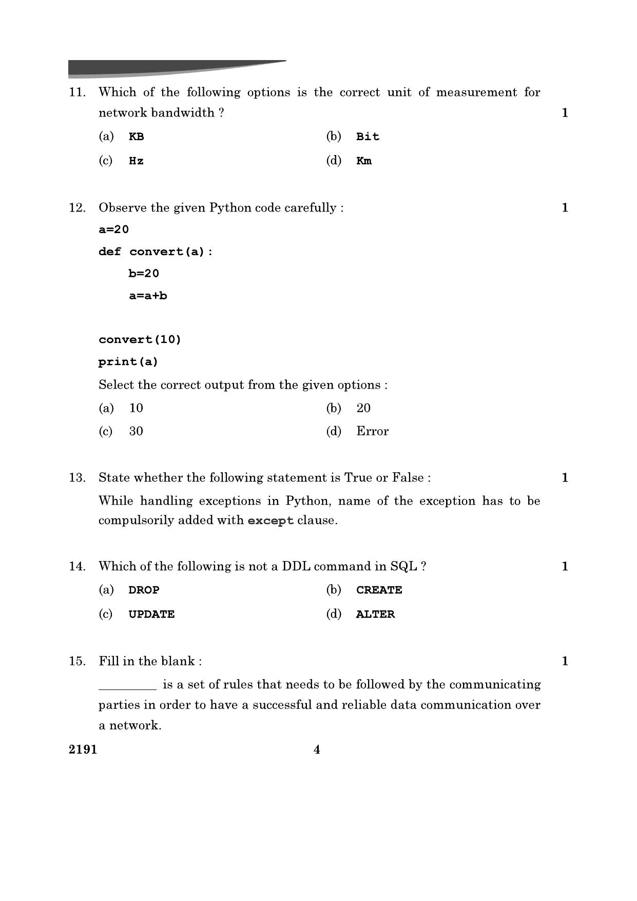 CBSE Class 12 Computer Science	2024 Question Paper - Page 4
