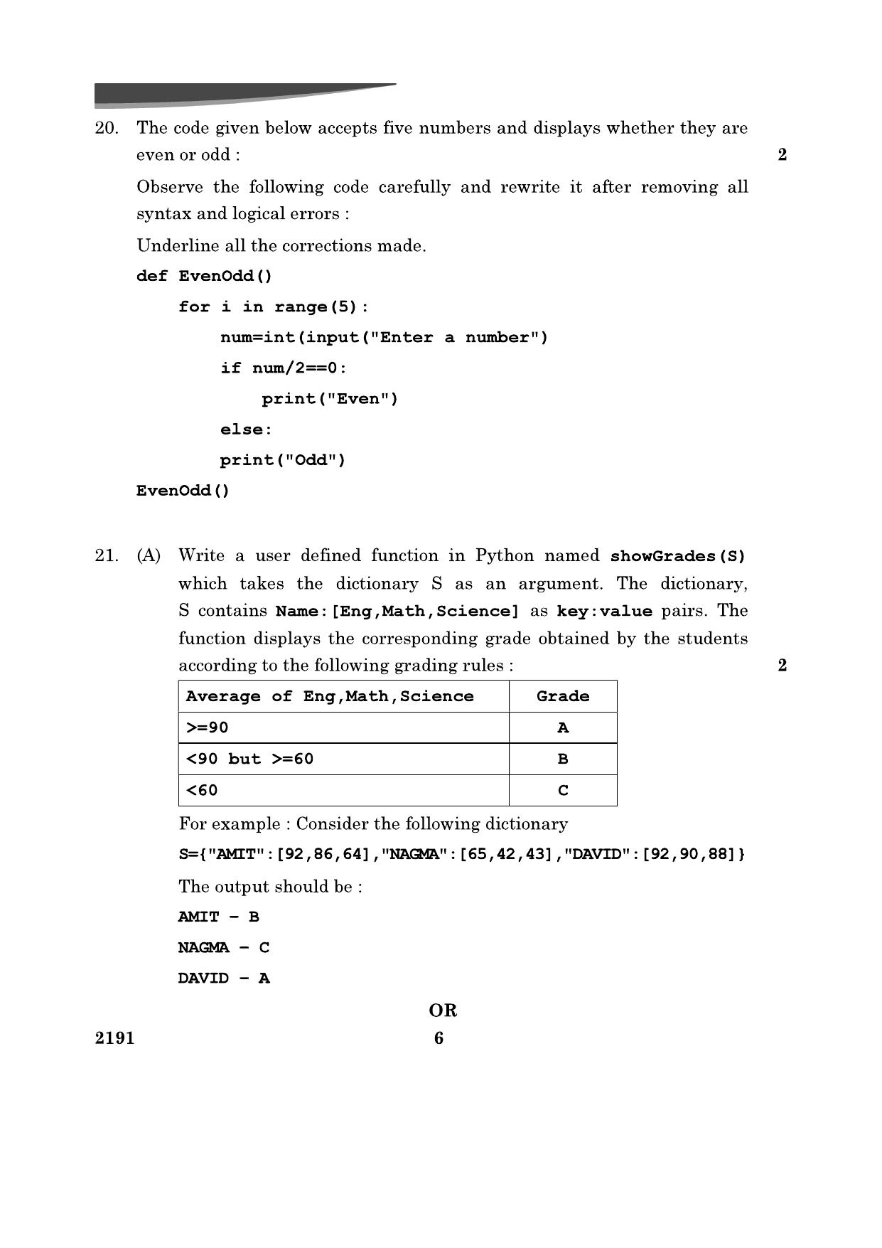 CBSE Class 12 Computer Science	2024 Question Paper - Page 6