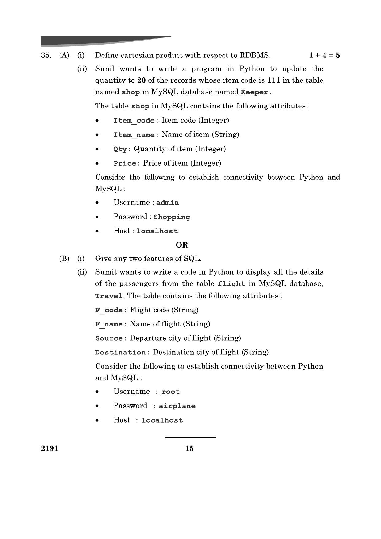 CBSE Class 12 Computer Science	2024 Question Paper - Page 15
