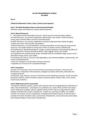 GU ART Environmental Science Syllabus