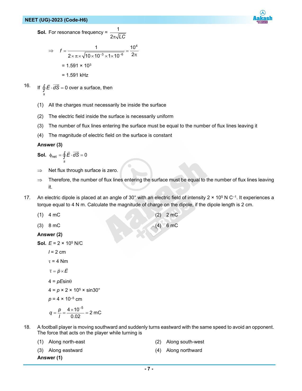 NEET 2023 Question Paper H6 (Aakash Institute) - Page 7