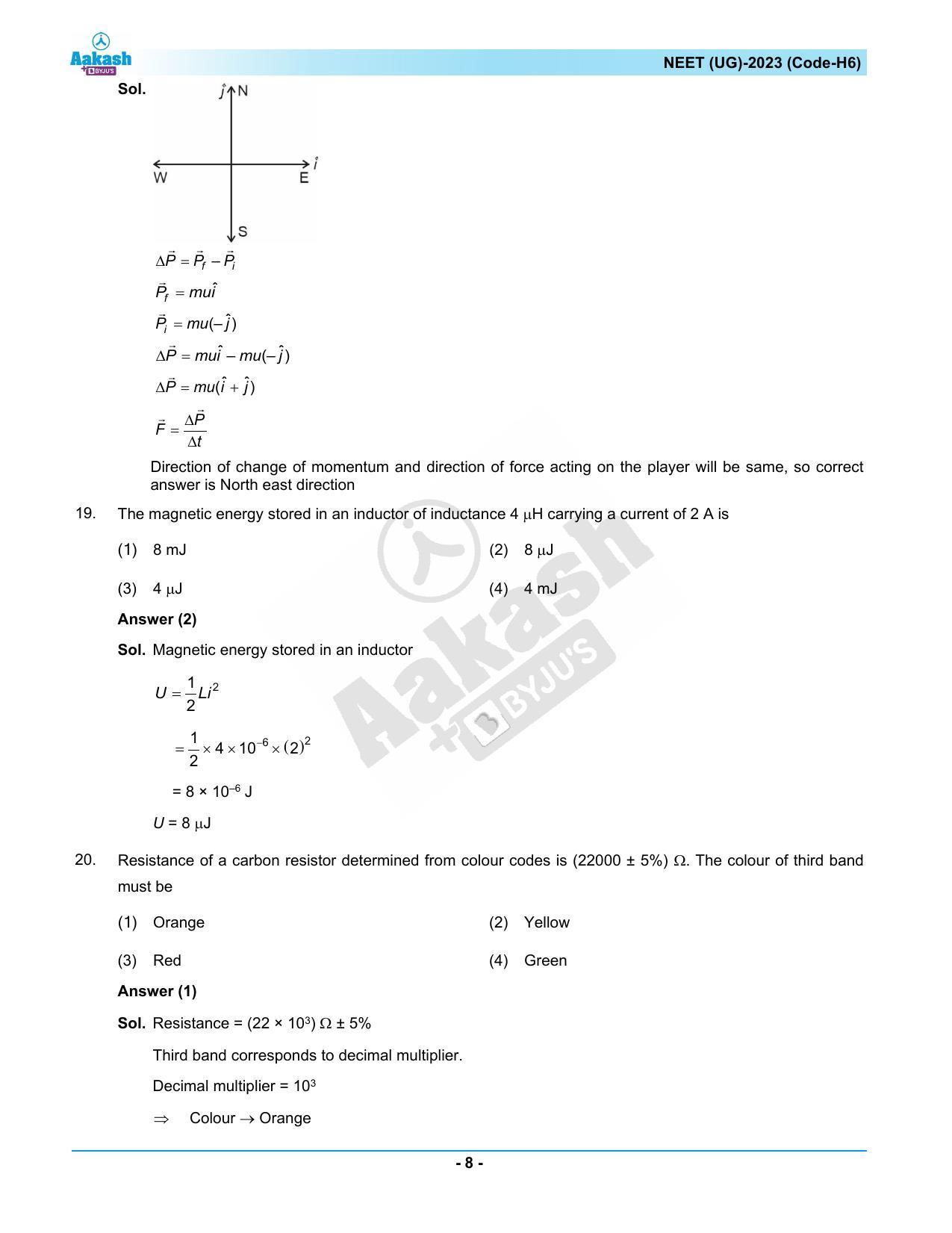 NEET 2023 Question Paper H6 (Aakash Institute) - Page 8