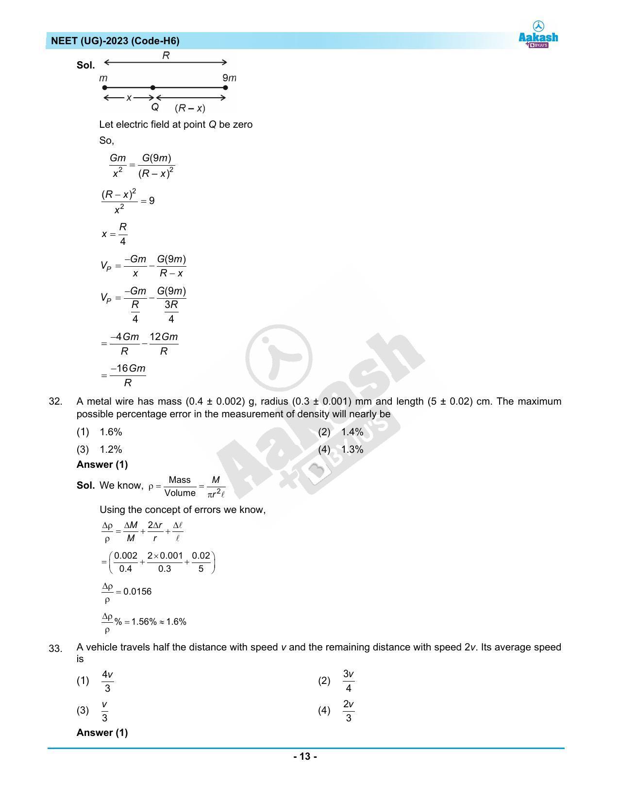 NEET 2023 Question Paper H6 (Aakash Institute) - Page 13