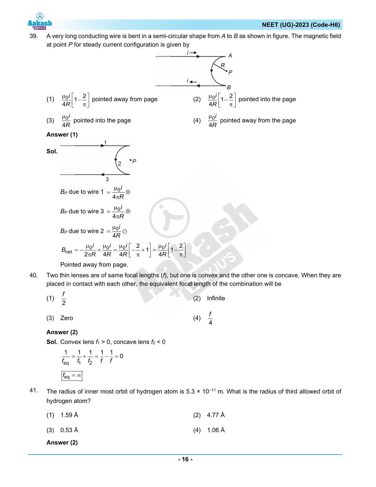 NEET 2023 Question Paper H6 (Aakash Institute) - Page 16