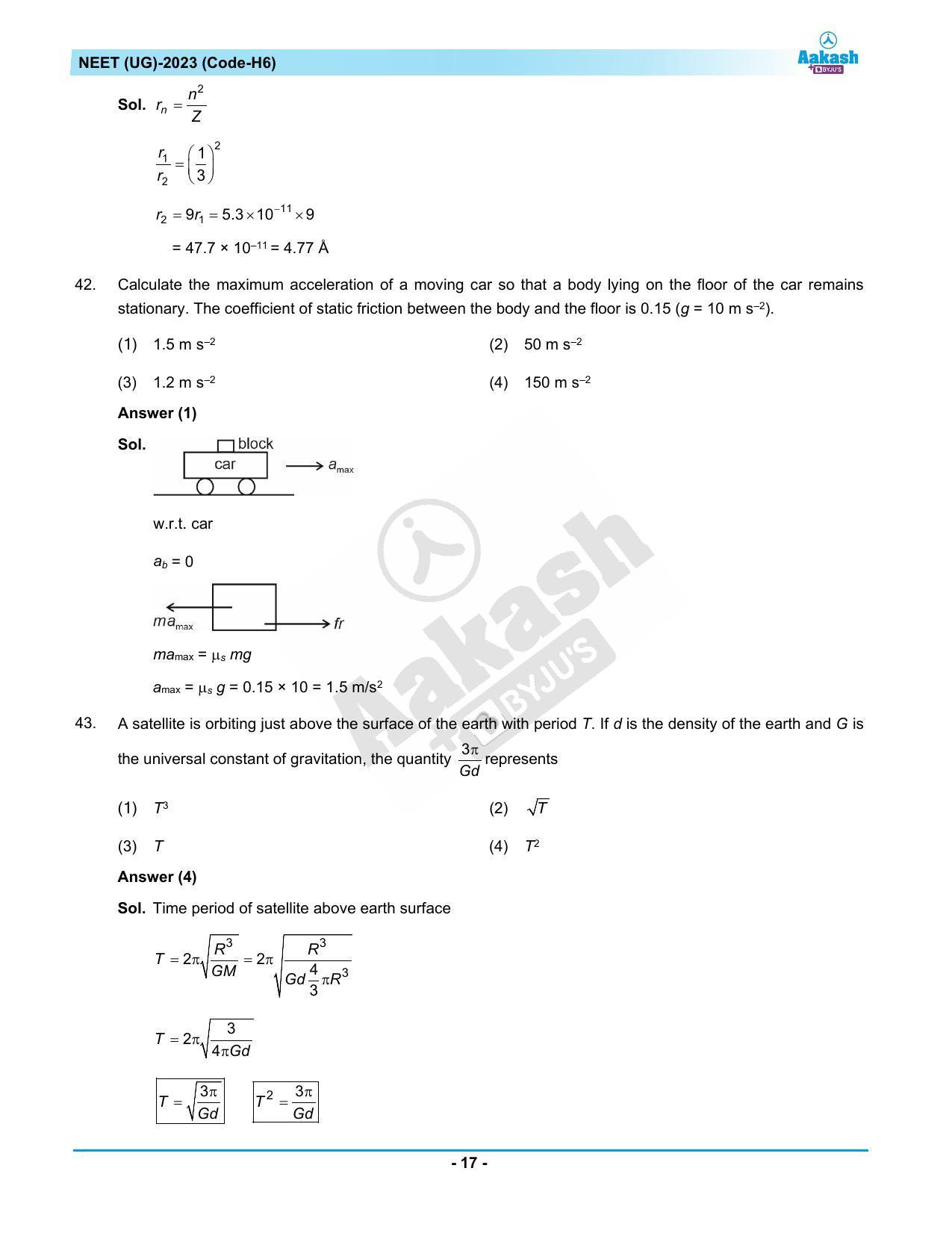 NEET 2023 Question Paper H6 (Aakash Institute) - Page 17