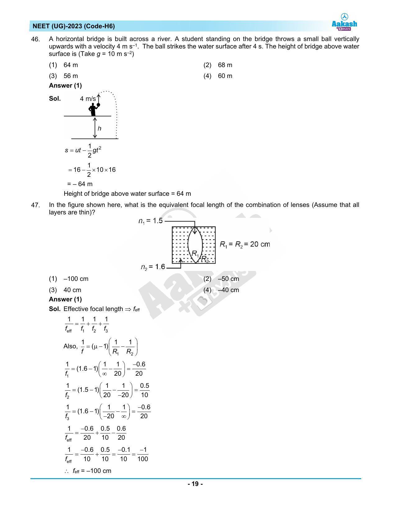 NEET 2023 Question Paper H6 (Aakash Institute) - Page 19