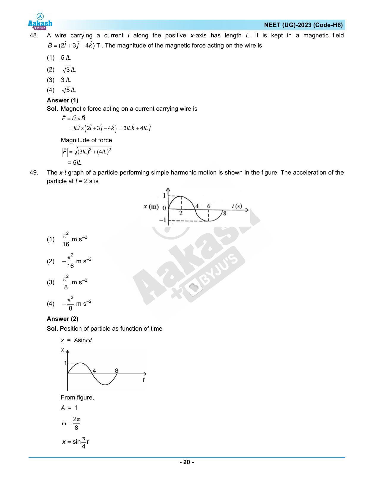 NEET 2023 Question Paper H6 (Aakash Institute) - Page 20