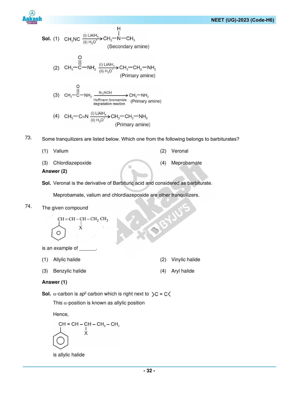 NEET 2023 Question Paper H6 (Aakash Institute) - Page 32