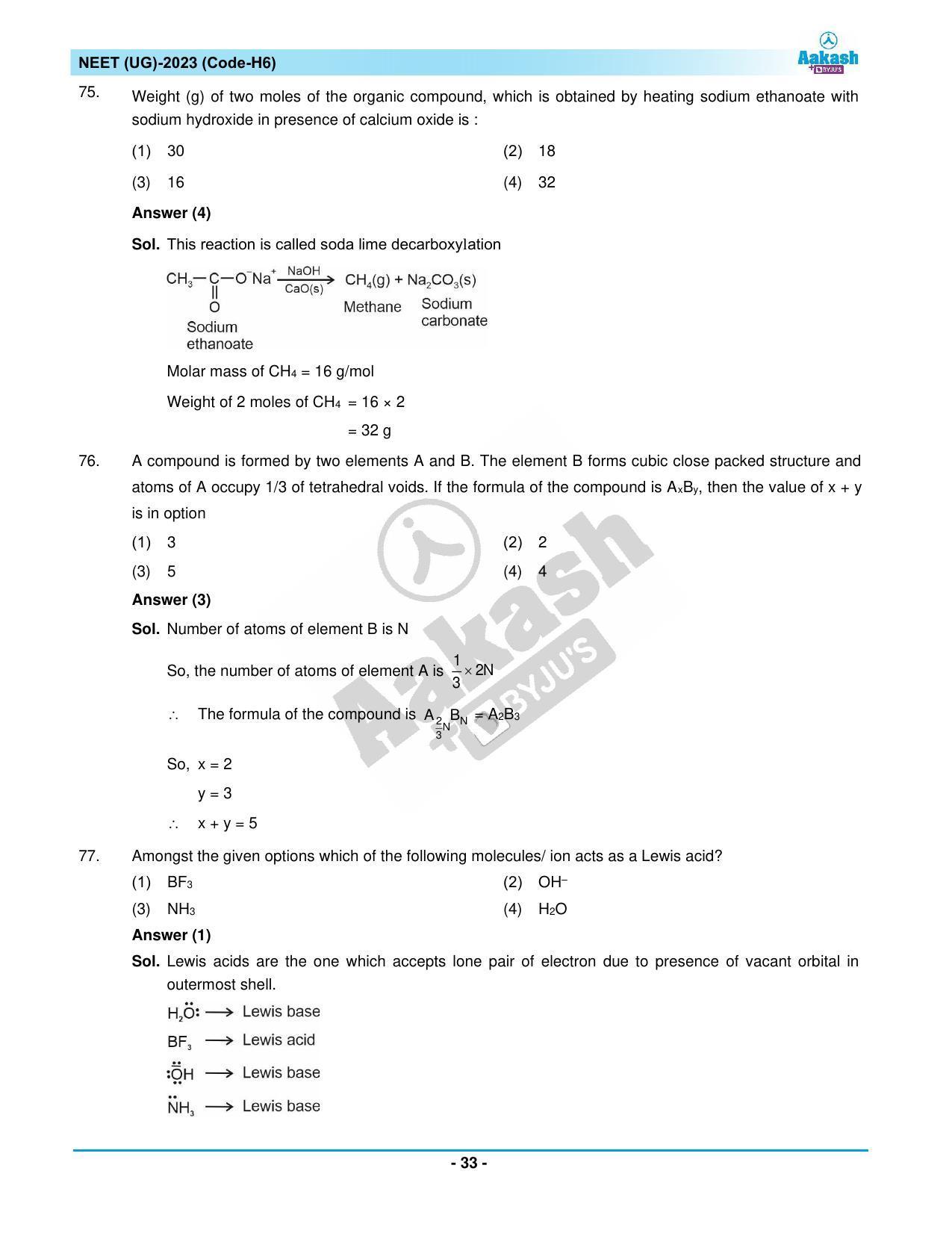 NEET 2023 Question Paper H6 (Aakash Institute) - Page 33