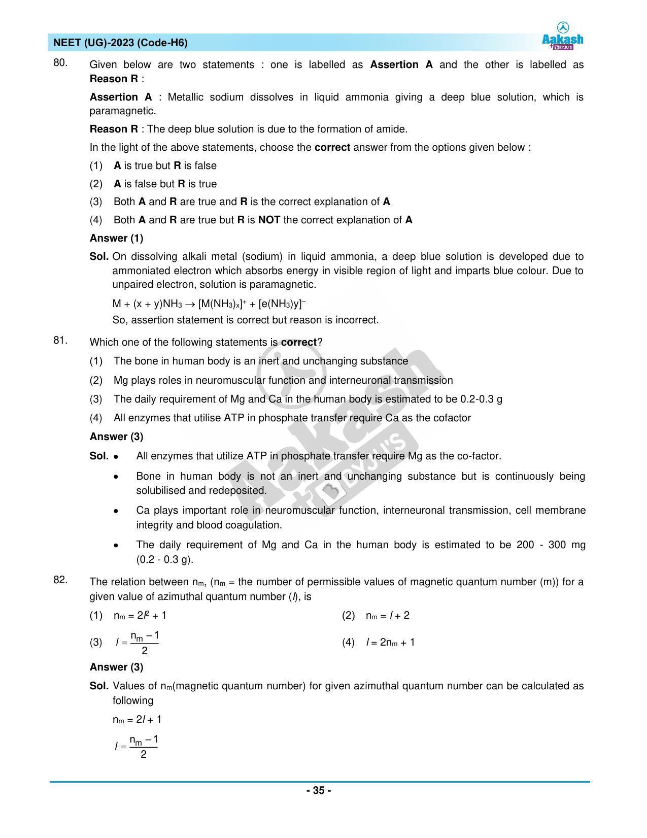 NEET 2023 Question Paper H6 (Aakash Institute) - Page 35