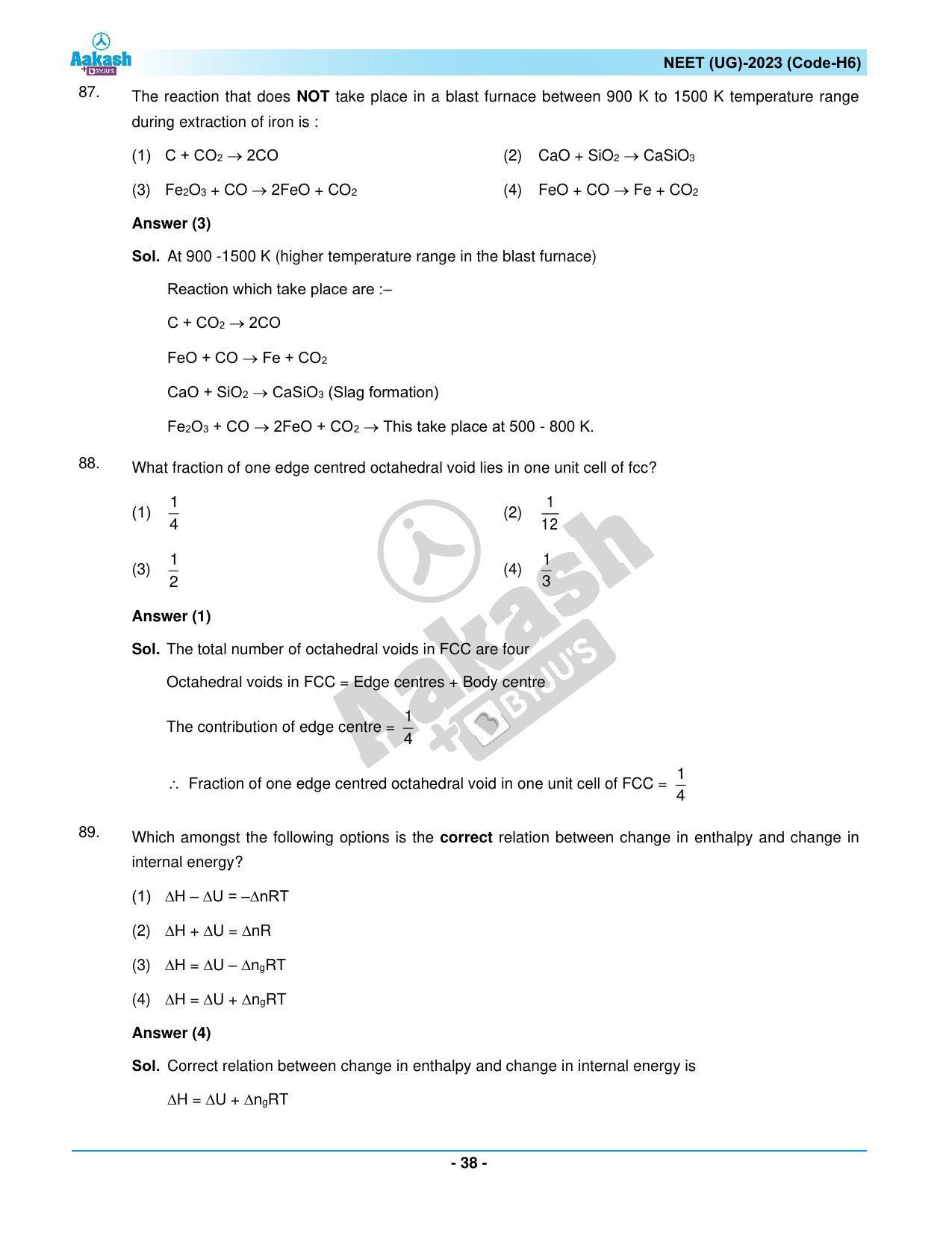 NEET 2023 Question Paper H6 (Aakash Institute) - Page 38