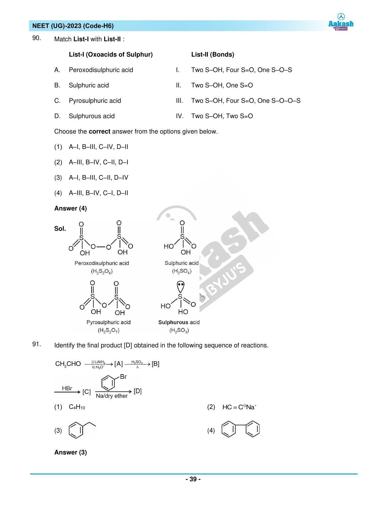 NEET 2023 Question Paper H6 (Aakash Institute) - Page 39