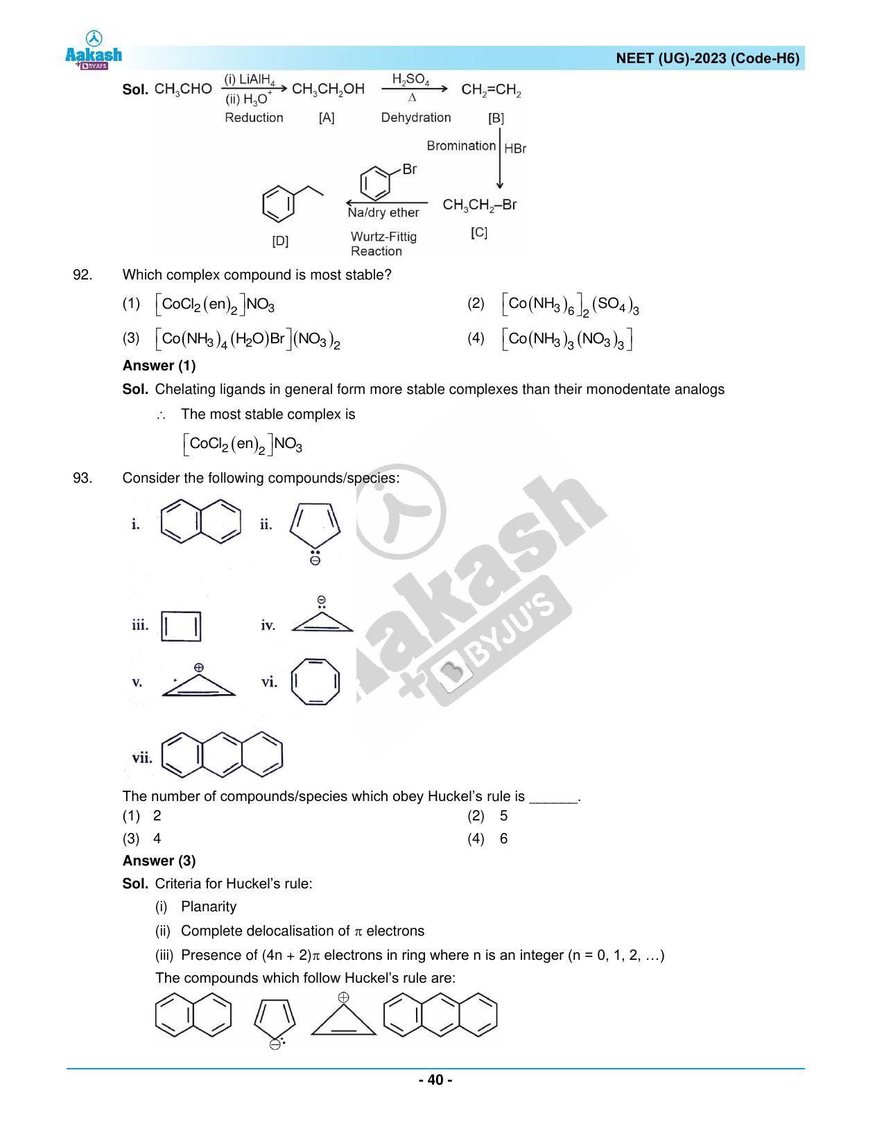 NEET 2023 Question Paper H6 (Aakash Institute) - Page 40