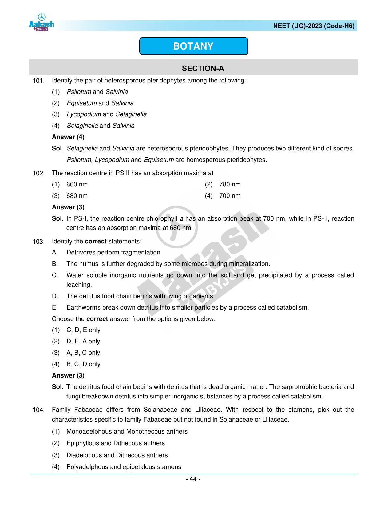 NEET 2023 Question Paper H6 (Aakash Institute) - Page 44