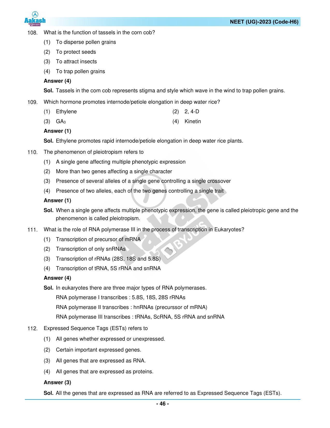 NEET 2023 Question Paper H6 (Aakash Institute) - Page 46
