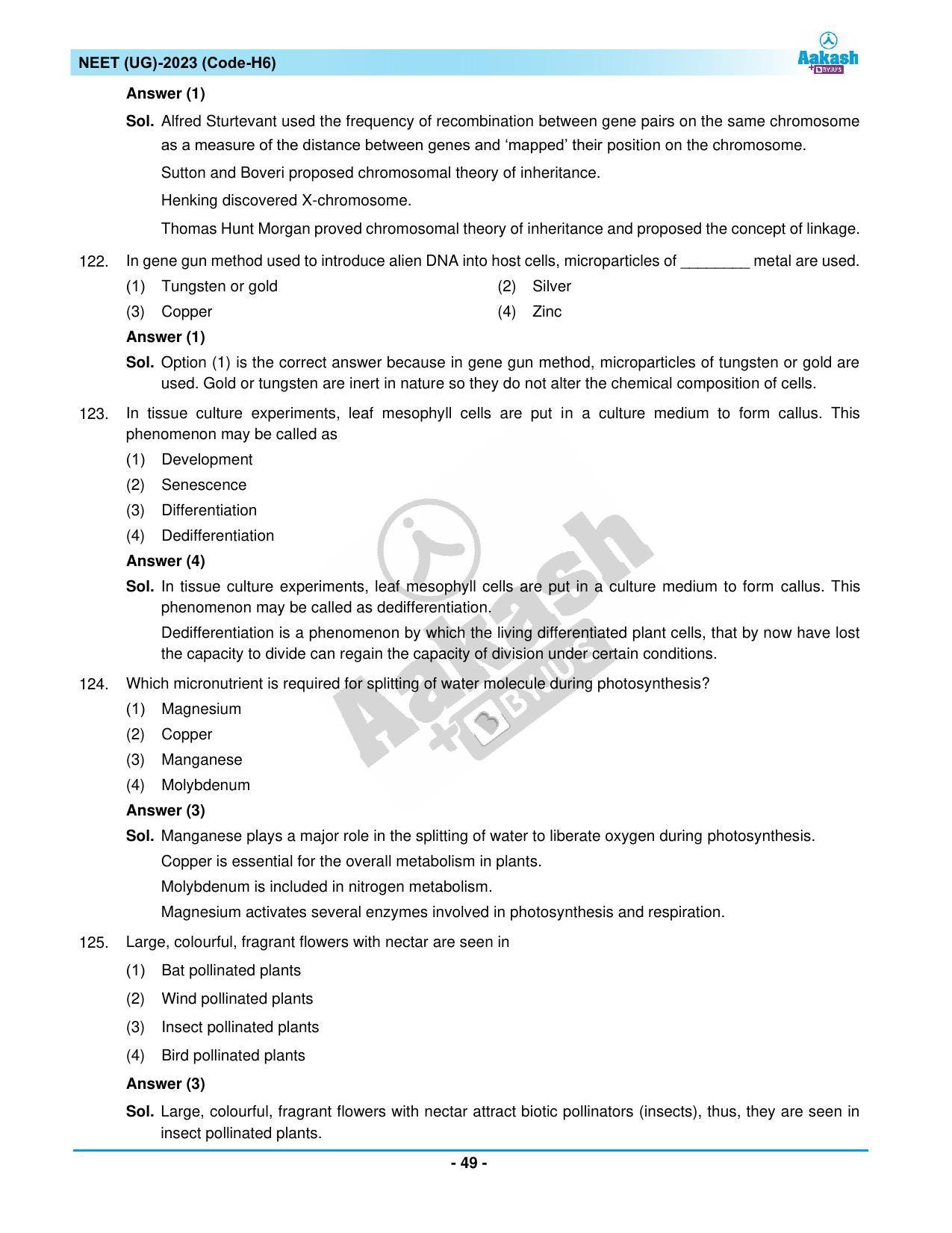NEET 2023 Question Paper H6 (Aakash Institute) - Page 49