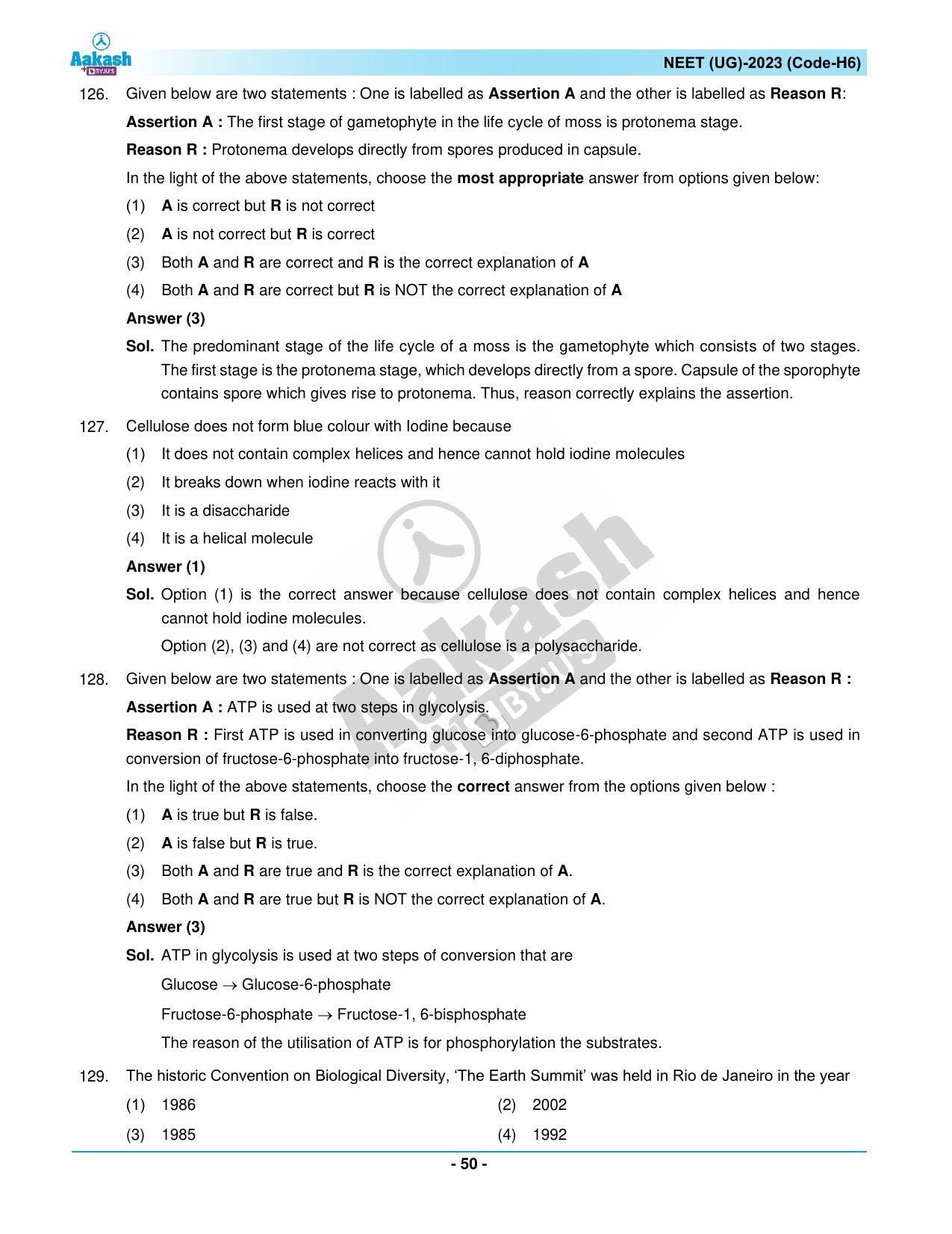 NEET 2023 Question Paper H6 (Aakash Institute) - Page 50