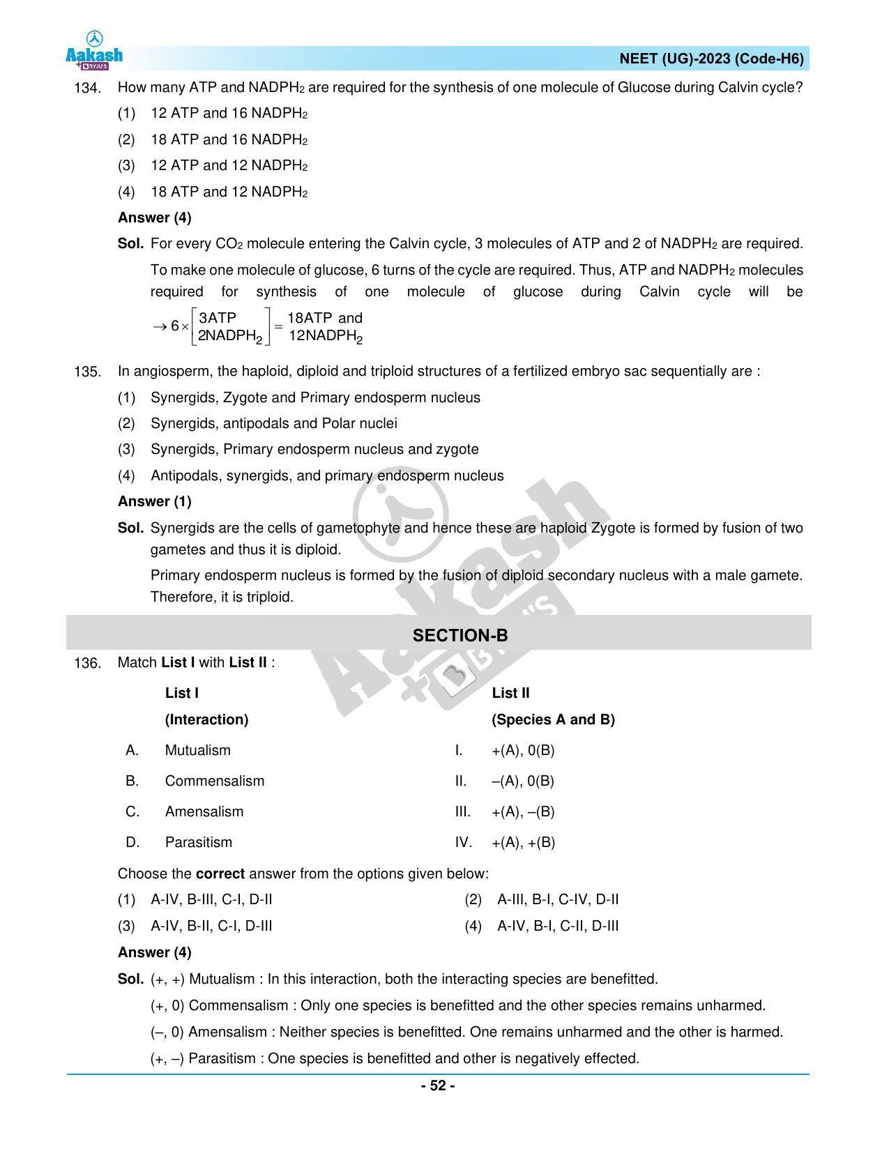 NEET 2023 Question Paper H6 (Aakash Institute) - Page 52