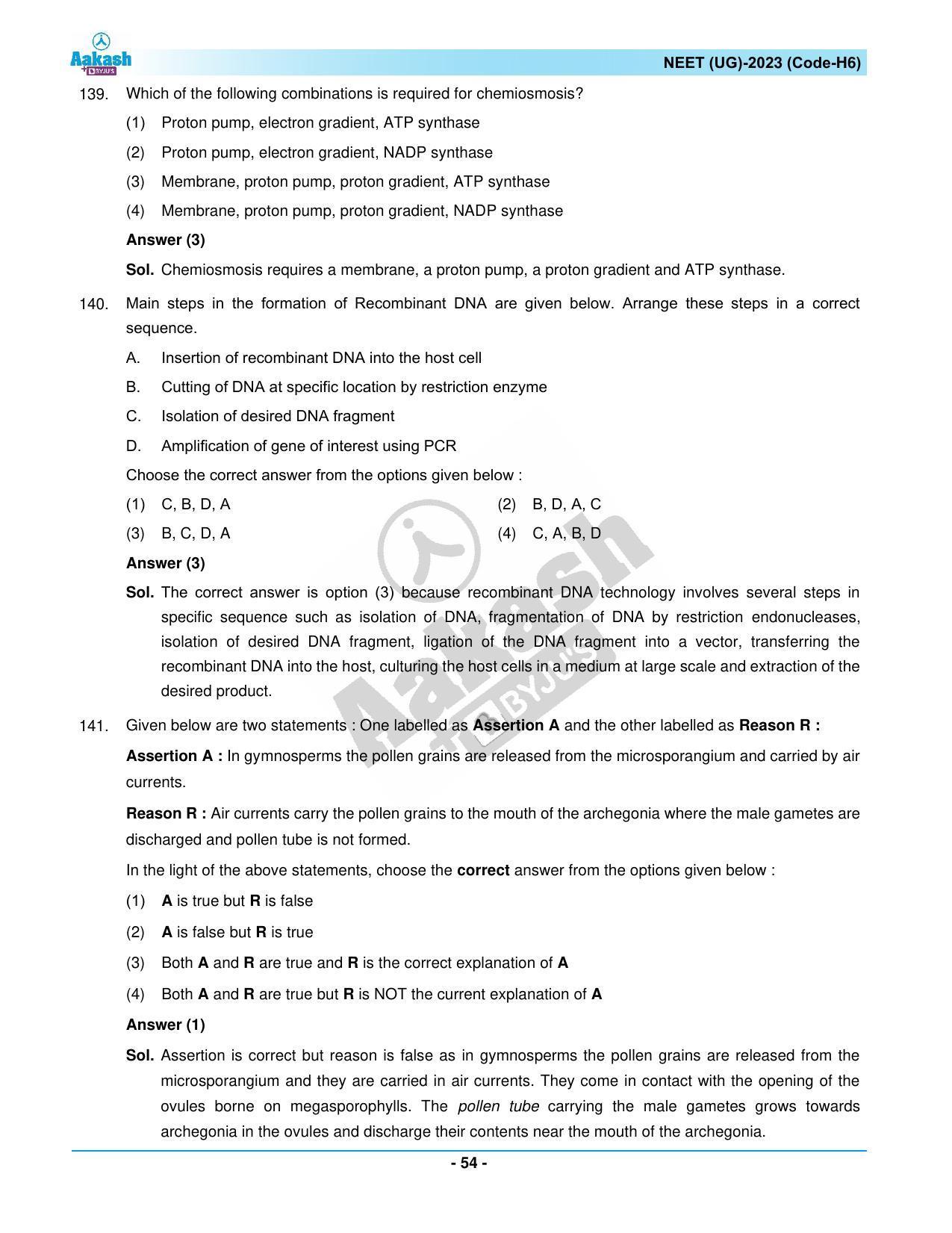 NEET 2023 Question Paper H6 (Aakash Institute) - Page 54