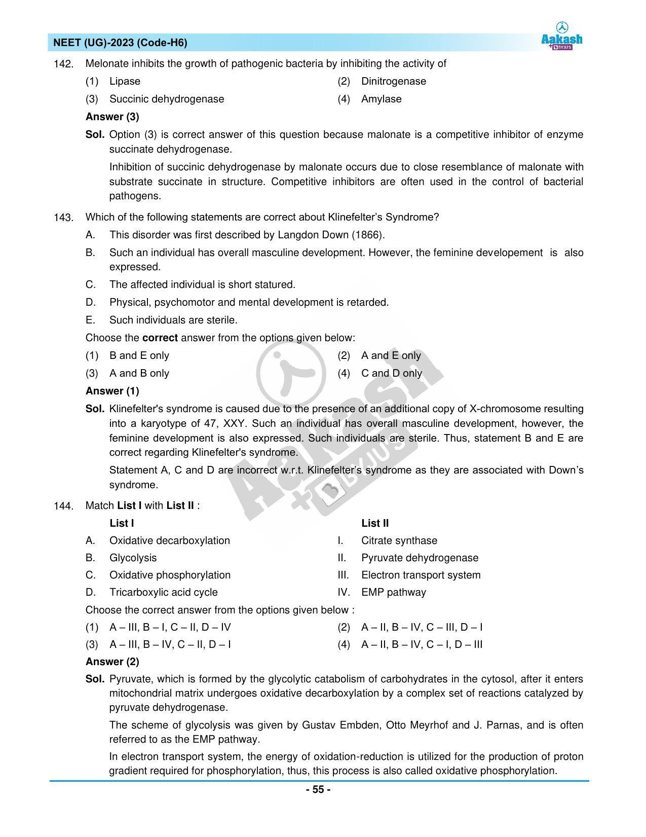 NEET 2023 Question Paper H6 (Aakash Institute) - Page 55