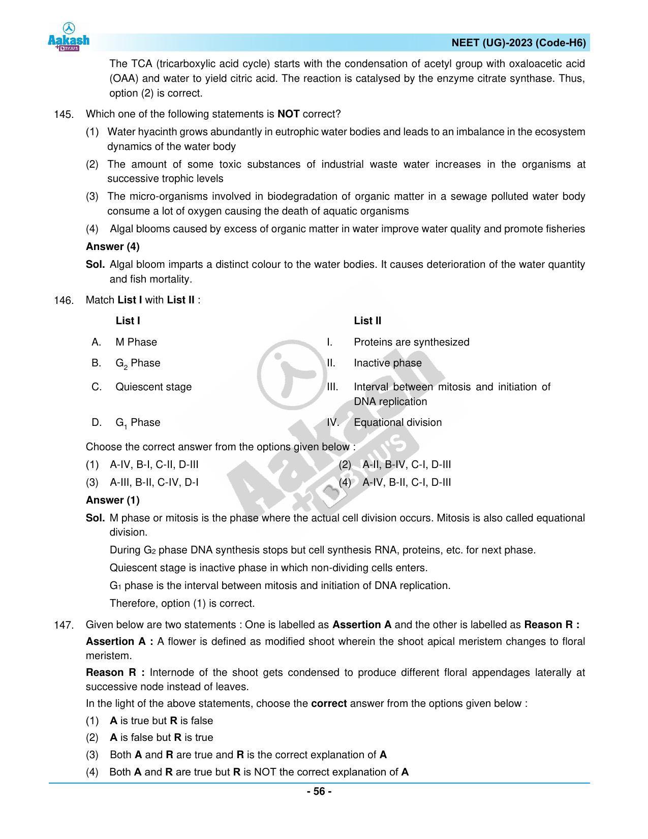 NEET 2023 Question Paper H6 (Aakash Institute) - Page 56