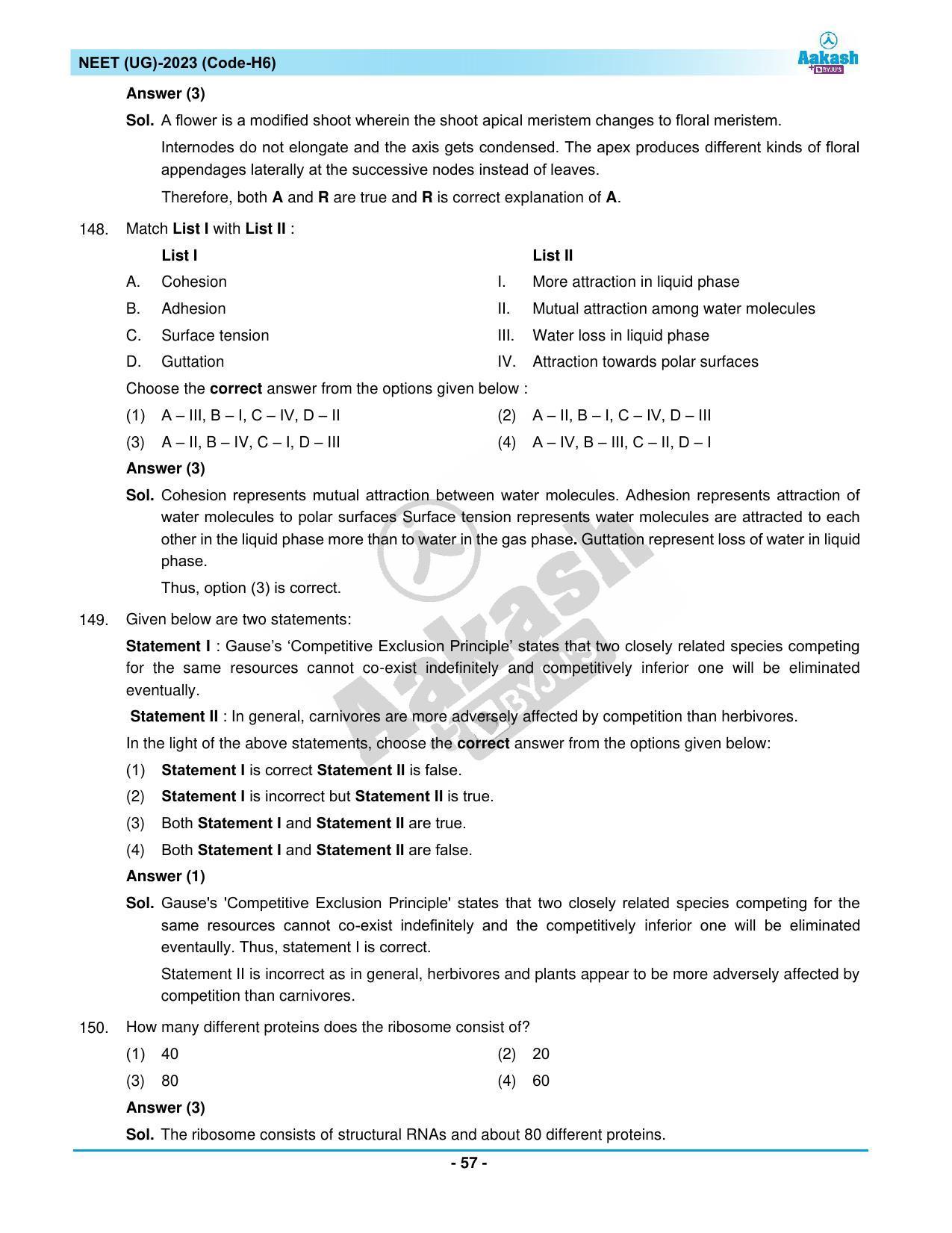NEET 2023 Question Paper H6 (Aakash Institute) - Page 57
