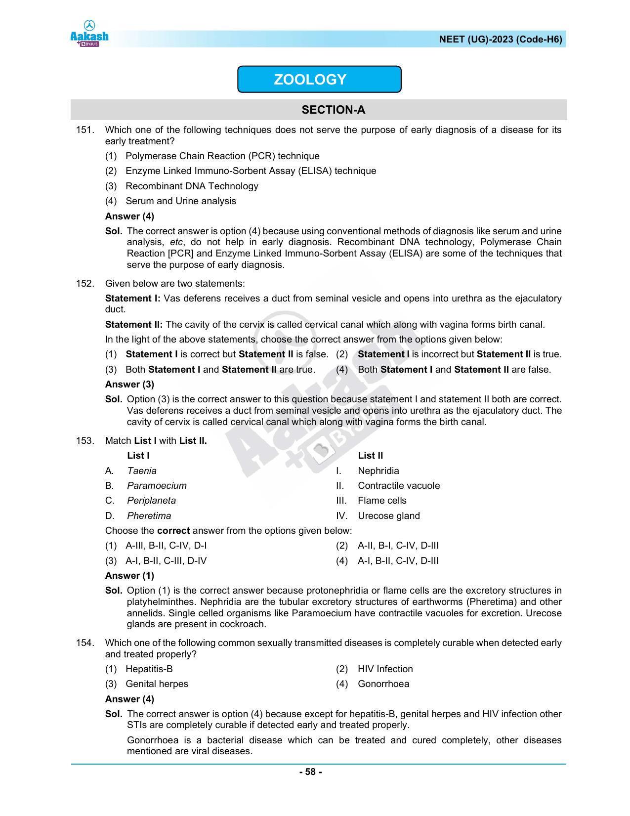 NEET 2023 Question Paper H6 (Aakash Institute) - Page 58
