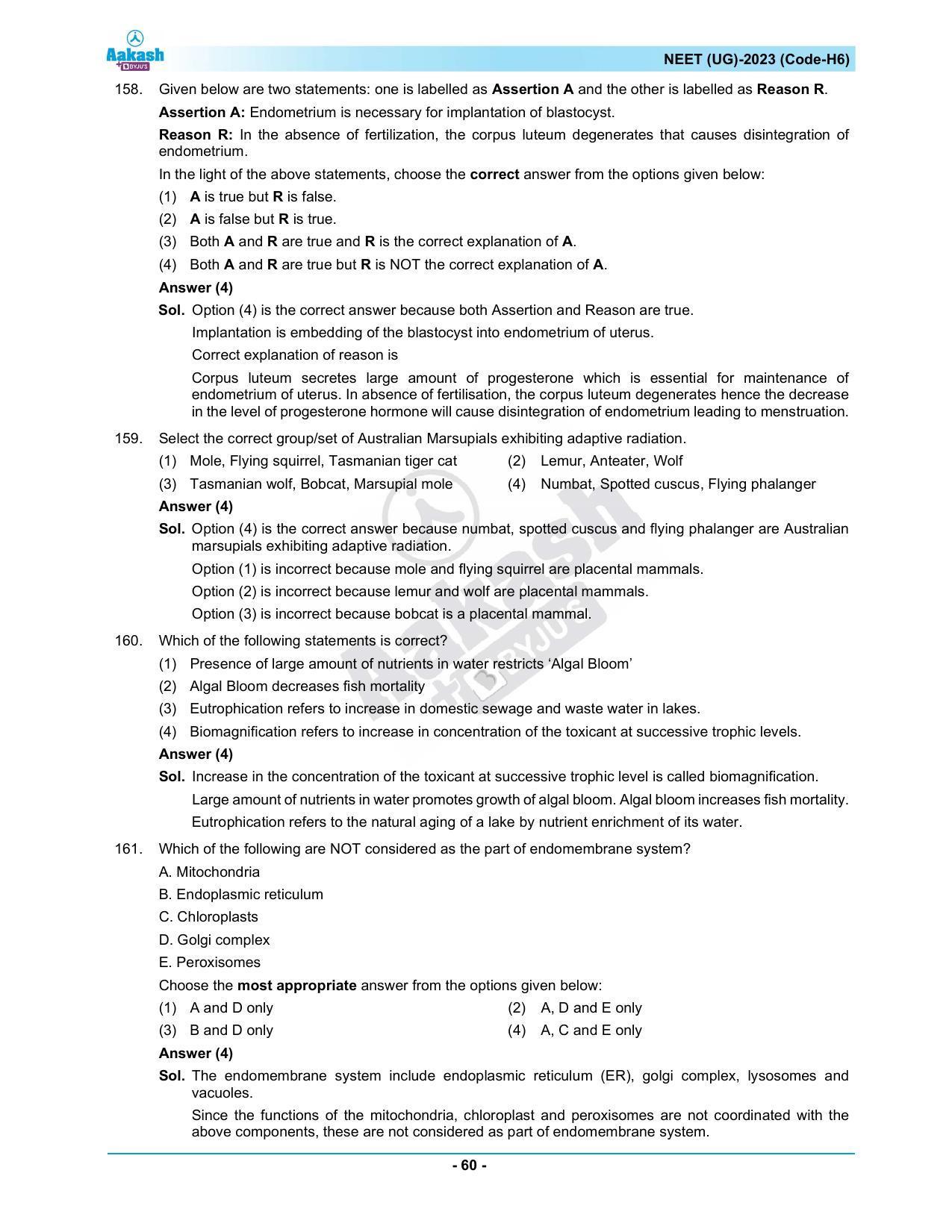 NEET 2023 Question Paper H6 (Aakash Institute) - Page 60