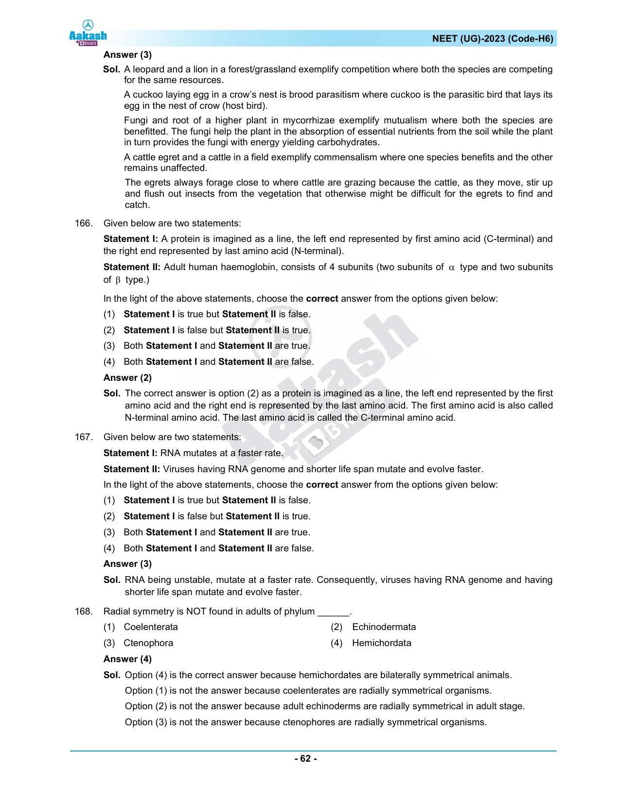 NEET 2023 Question Paper H6 (Aakash Institute) - Page 62