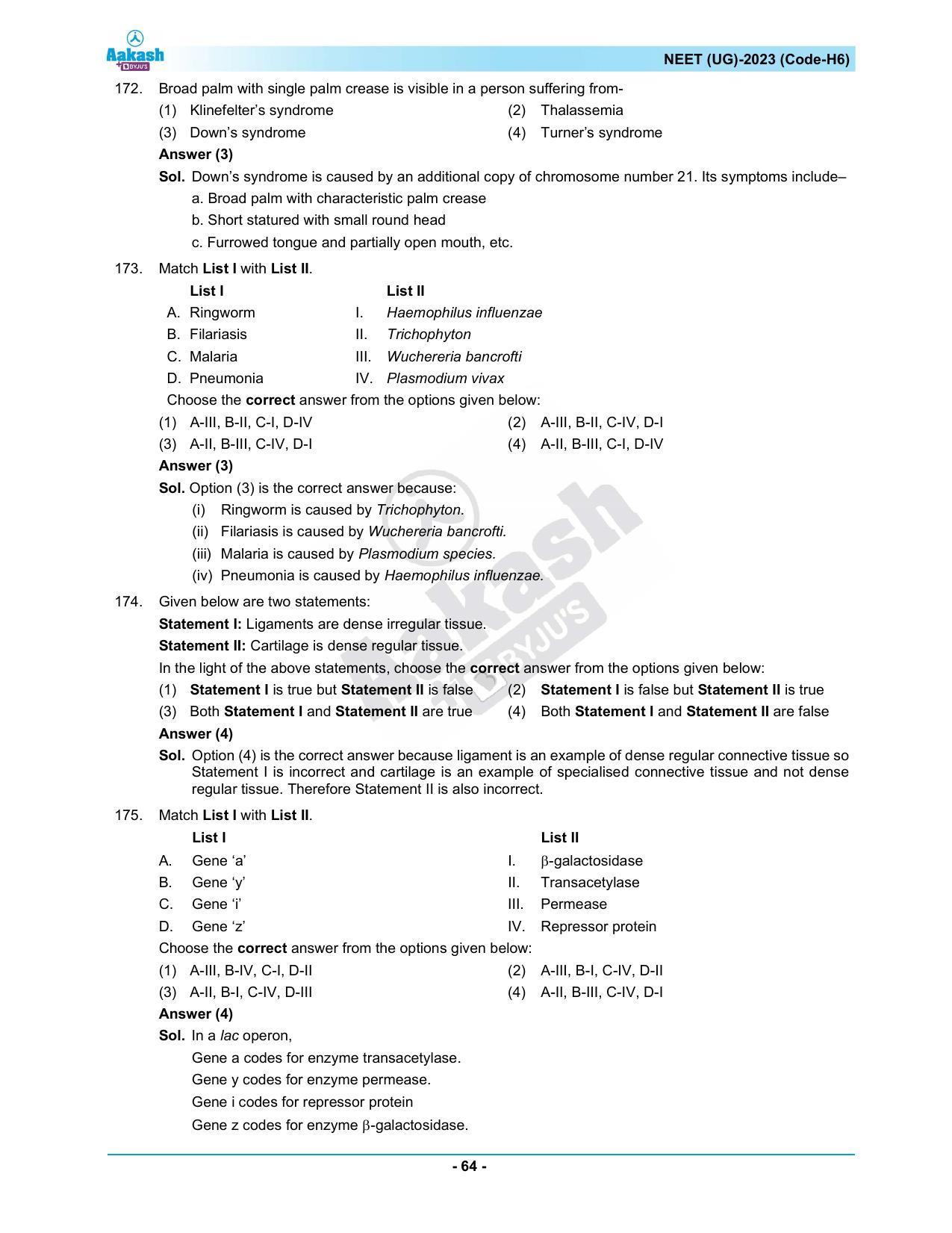 NEET 2023 Question Paper H6 (Aakash Institute) - Page 64