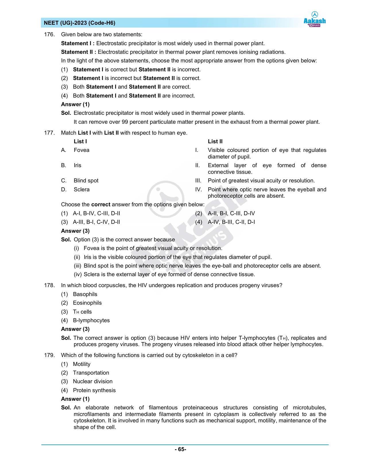 NEET 2023 Question Paper H6 (Aakash Institute) - Page 65