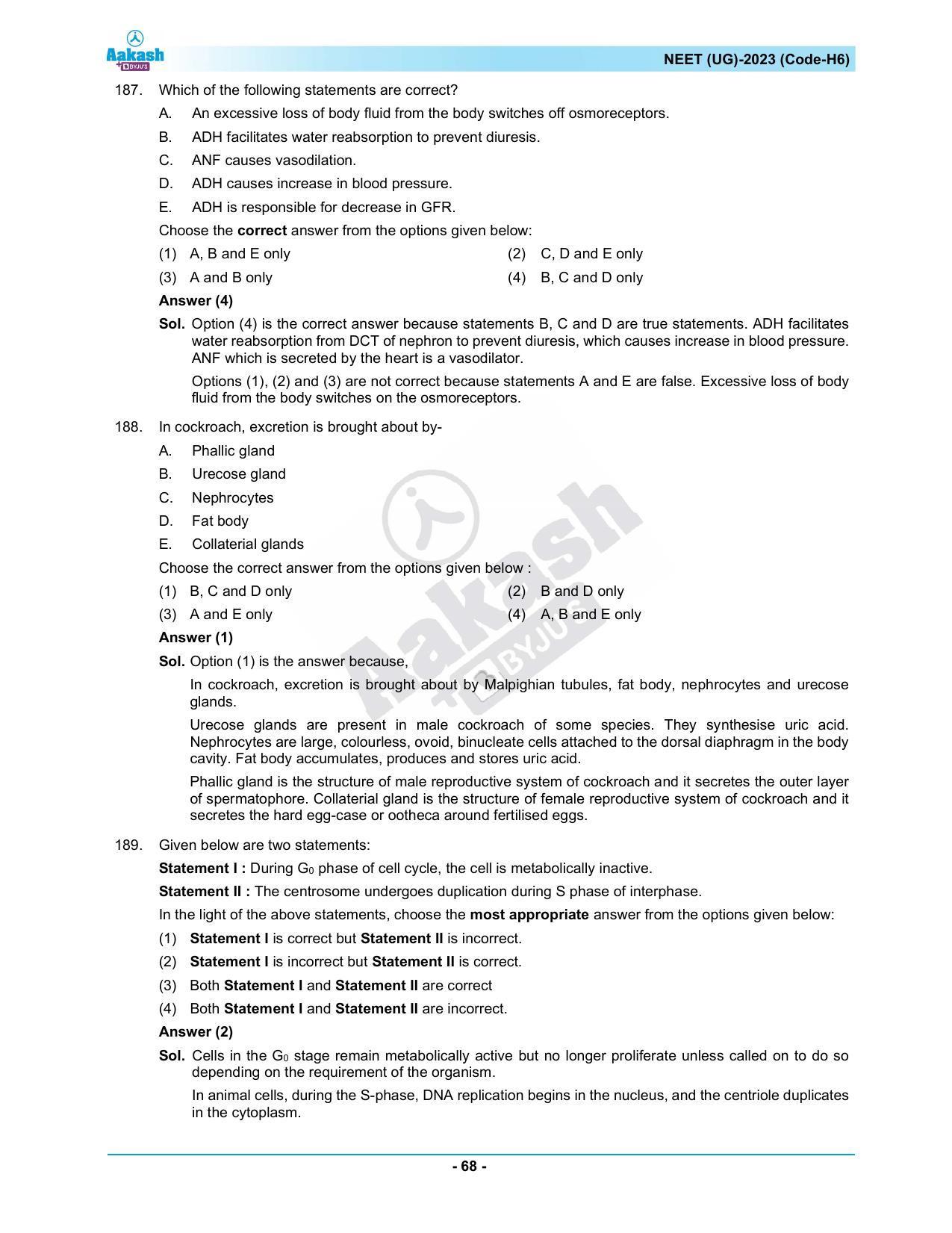 NEET 2023 Question Paper H6 (Aakash Institute) - Page 68