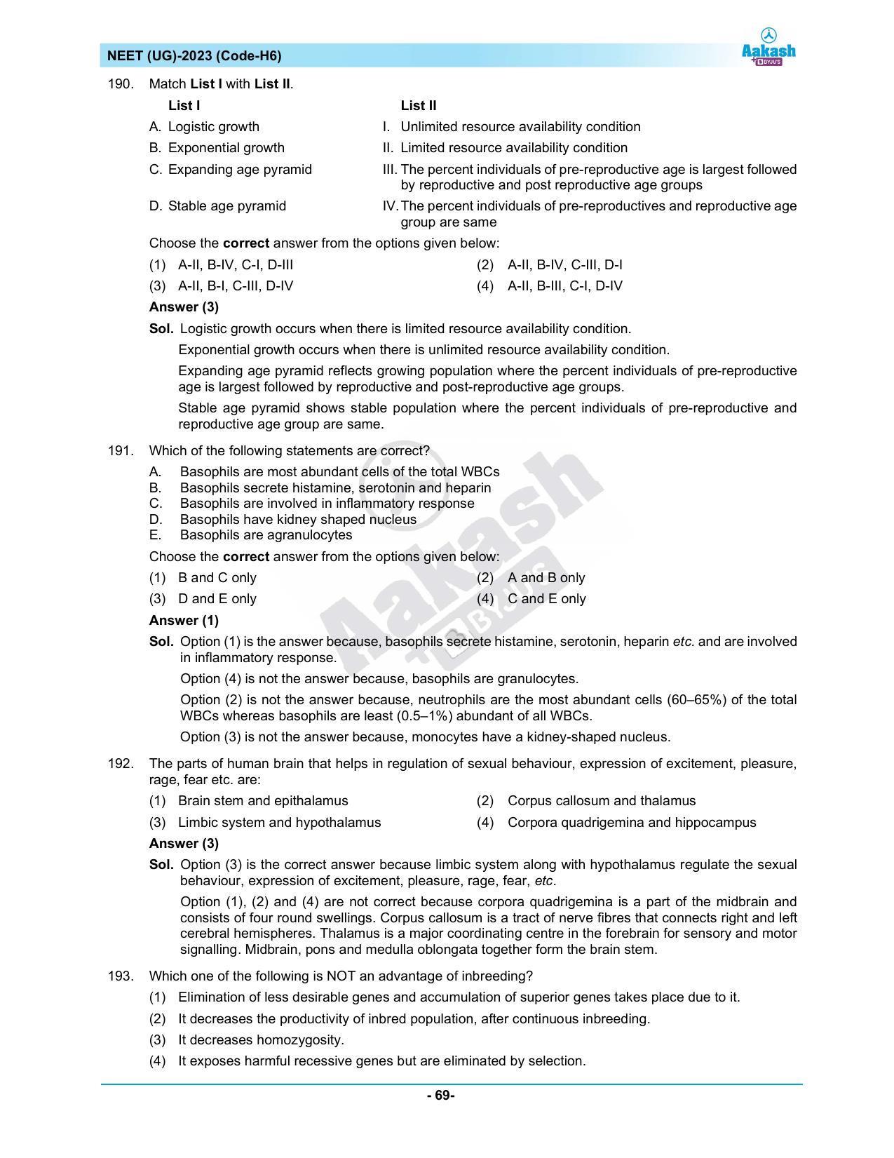NEET 2023 Question Paper H6 (Aakash Institute) - Page 69