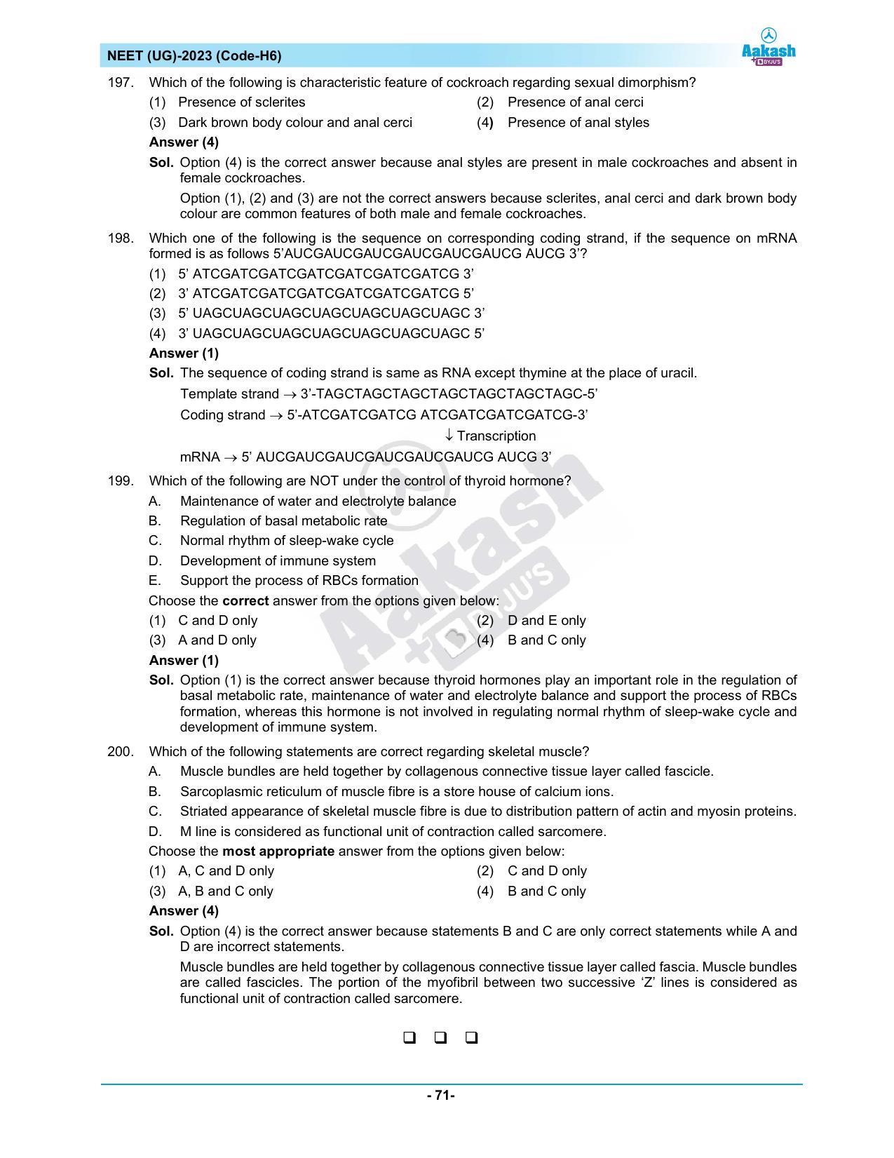 NEET 2023 Question Paper H6 (Aakash Institute) - Page 71