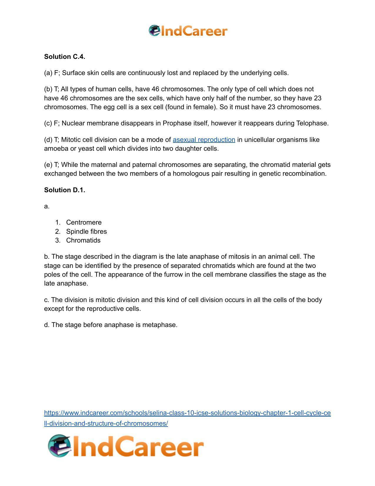 Selina Class 10 ICSE Solutions Biology : Chapter 1- Cell Cycle, Cell Division and Structure of Chromosomes - Page 6