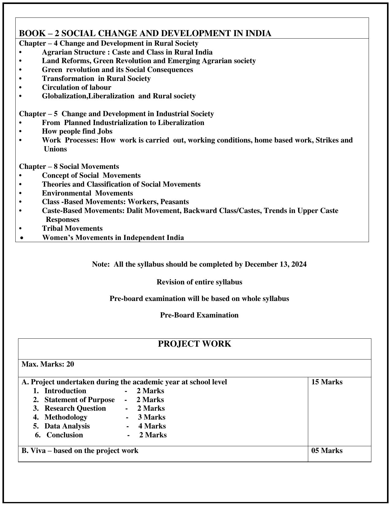 Edudel Class 12 Sociology (English Medium) Syllabus 2025 - Page 2