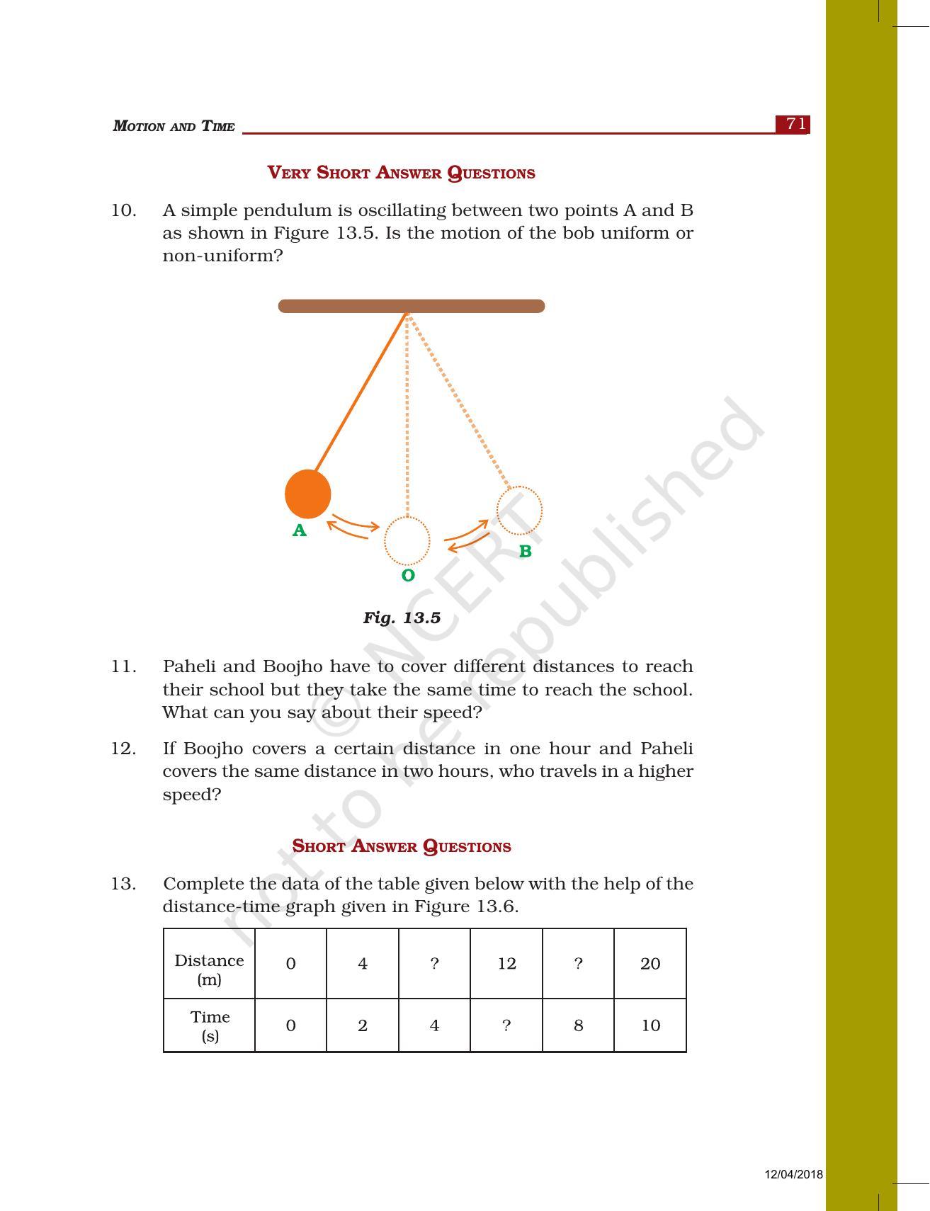 NCERT Exemplar Book for Class 7 Science: Chapter 13-Motion and Time - Page 5