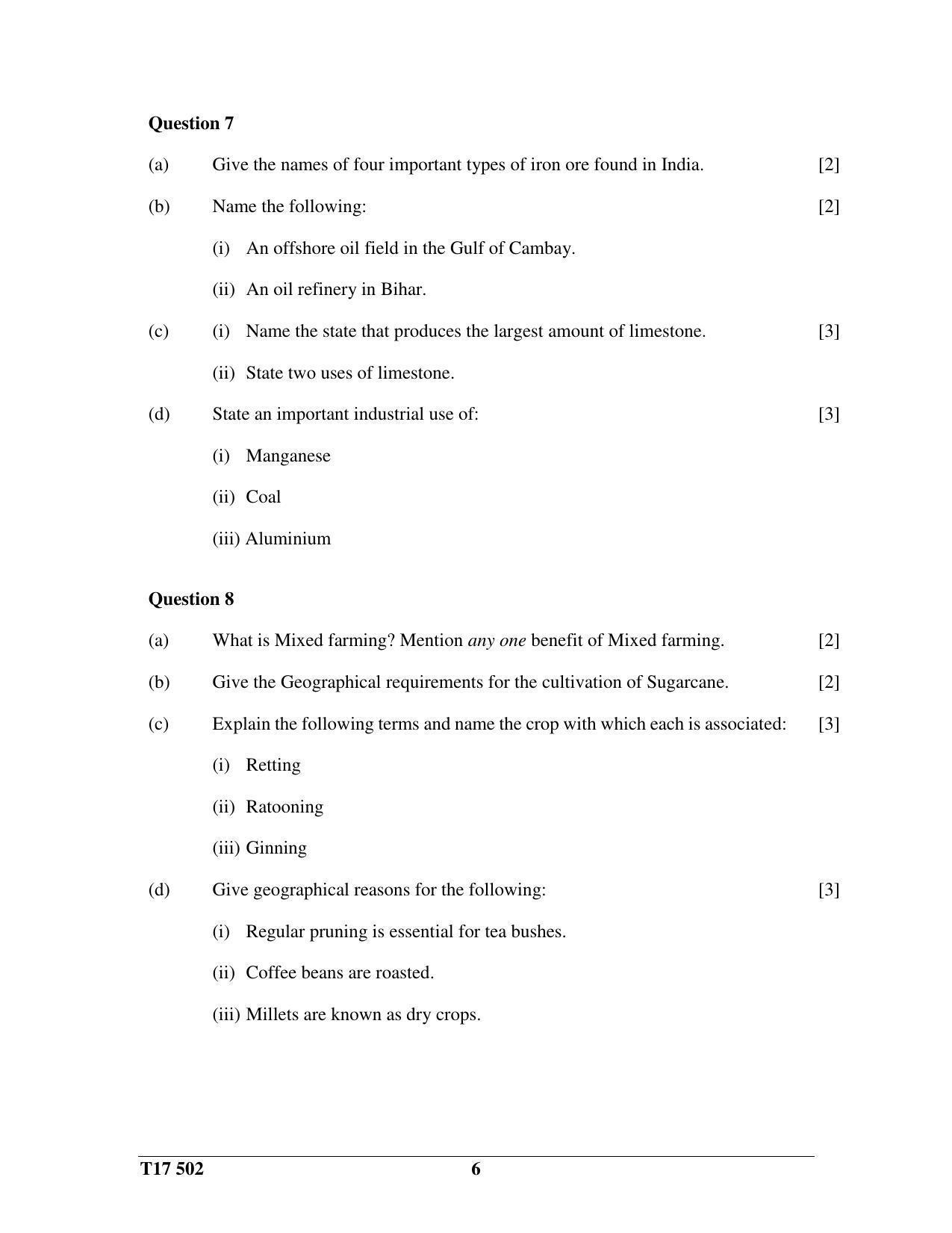 ICSE Class 10 GEOGRAPHY 2017 Question Paper - Page 6