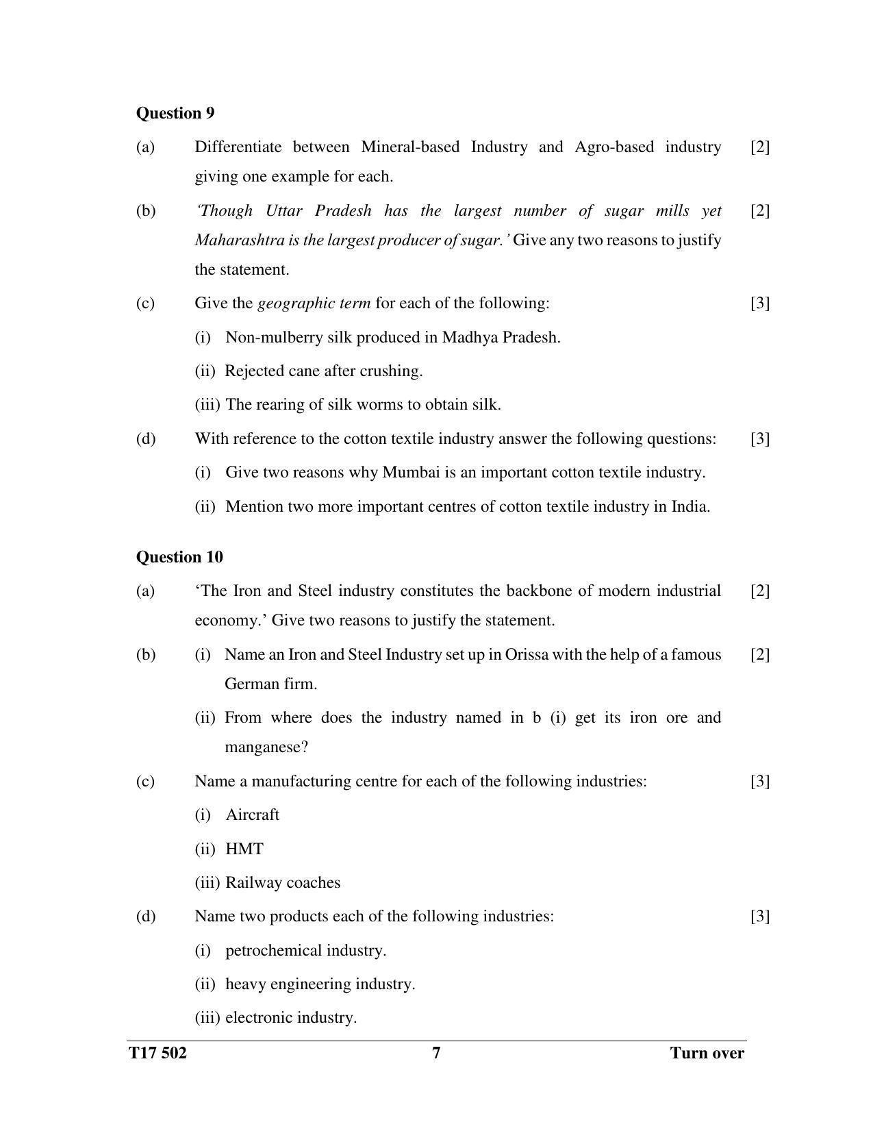 ICSE Class 10 GEOGRAPHY 2017 Question Paper - Page 7