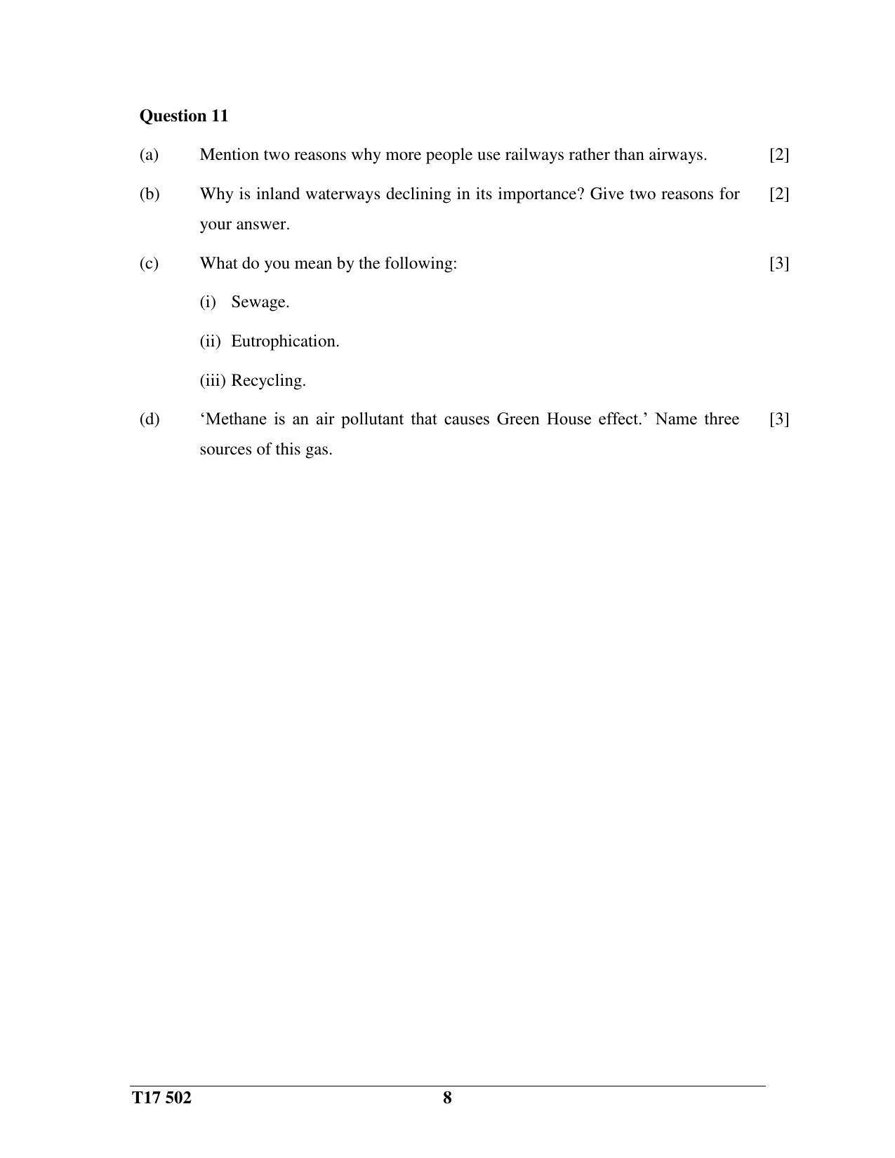 ICSE Class 10 GEOGRAPHY 2017 Question Paper - Page 8