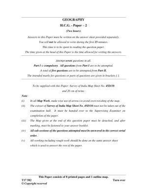 ICSE Class 10 GEOGRAPHY 2017 Question Paper