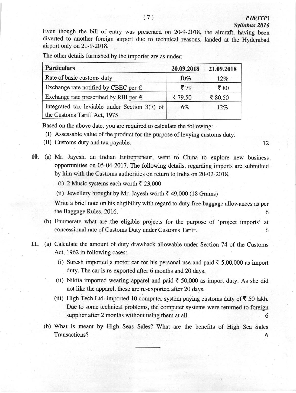 ICMAI June 2019 Indirect Tax Laws and Practise Question Paper (Final)  - Page 7