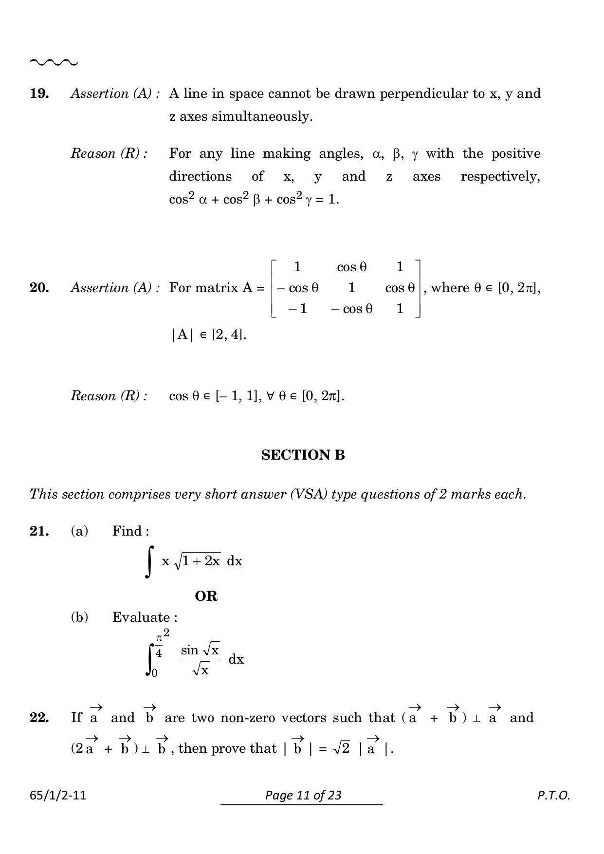 CBSE Class 12 65-1-2 Mathematics 2024 Question Paper - Page 11