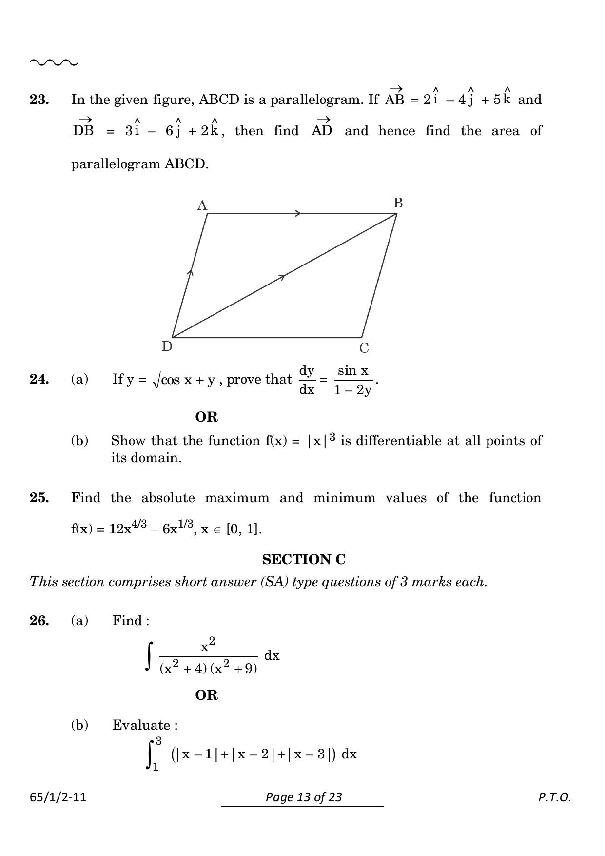 CBSE Class 12 65-1-2 Mathematics 2024 Question Paper - Page 13