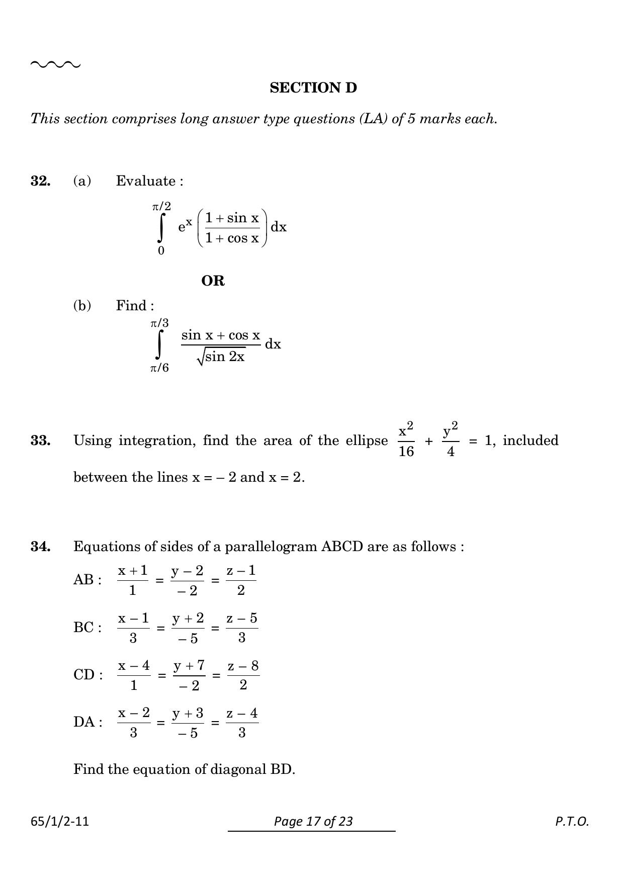 CBSE Class 12 65-1-2 Mathematics 2024 Question Paper - Page 17